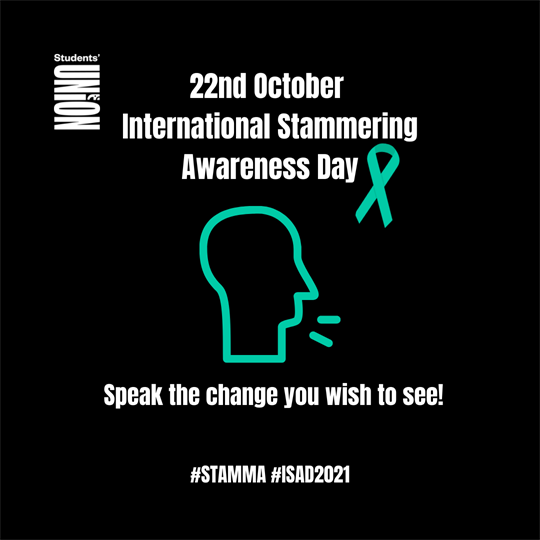 Stammer Awareness poster with Green outline figure and green bow